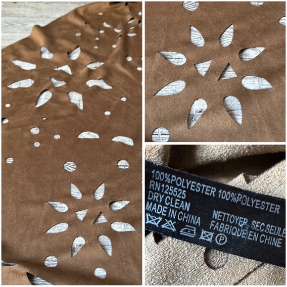 Retro, Contempo, Starburst Design, Faux Suede, Oversized Fringe Shawl - Picture 8 of 9